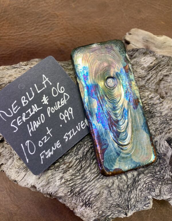 "NEBULA" SCALLYWAG'S PREMIUM HAND POURED 10 ozt .999 FINE SILVER BAR SERIAL # 06  WEBINAR